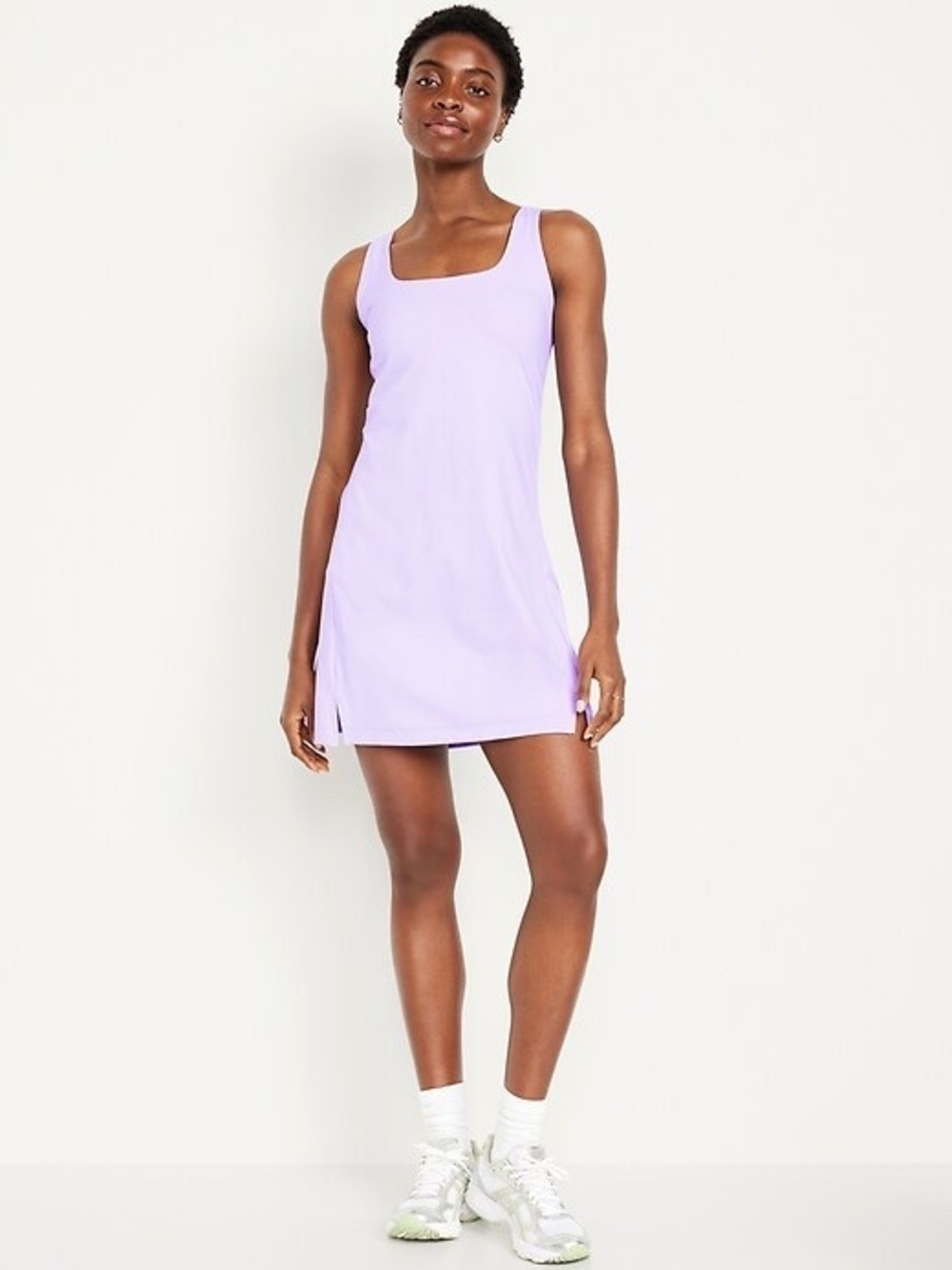 Old Navy PowerSoft Square-Neck Athletic Dress with Built in Shorts & Shelf Bra